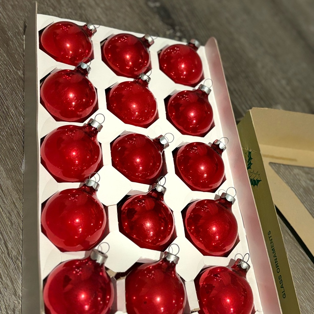 Rauch Red Glass Ornaments Set of 15